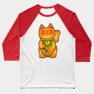 Cute Maneki Neko Lucky Cat For Safe Travels Baseball T-Shirt